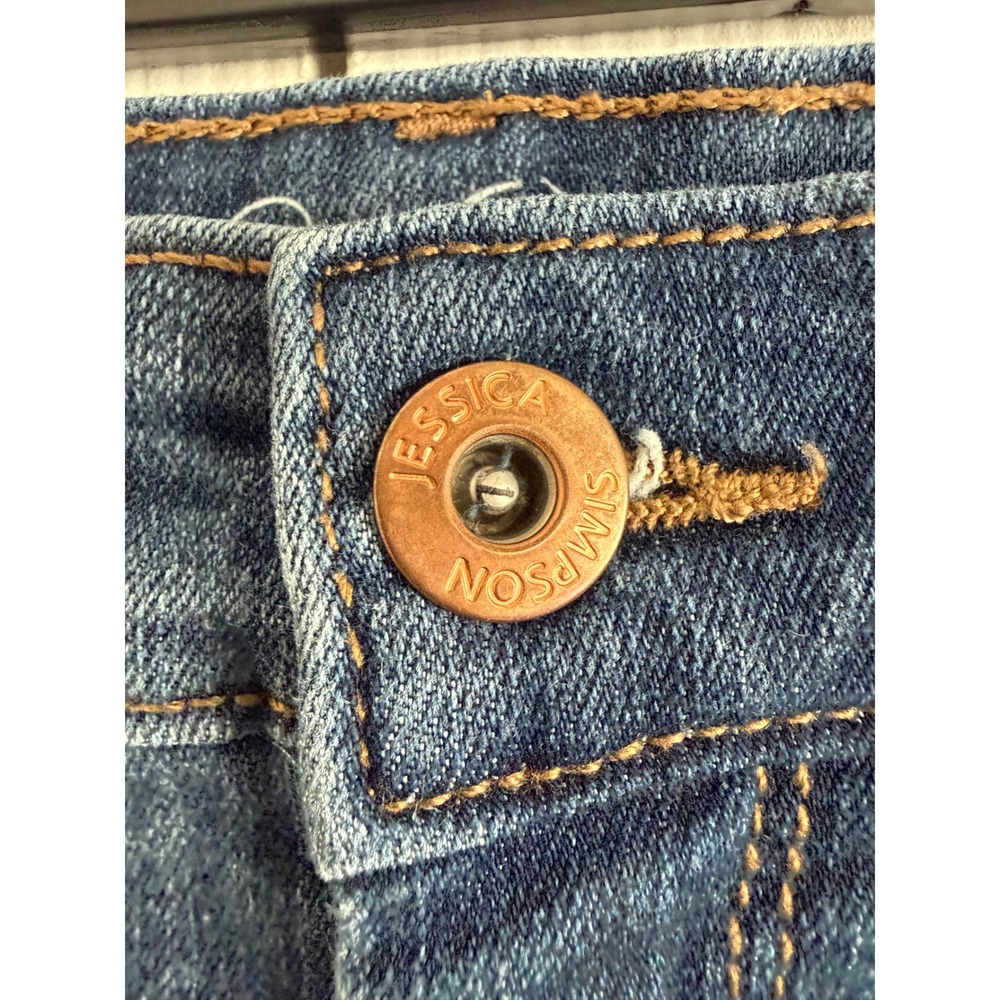 Jessica Simpson Denim Jean Shorts 16 Blue Dark Wash Stretch Minimalist Y2K - Picture 3 of 6